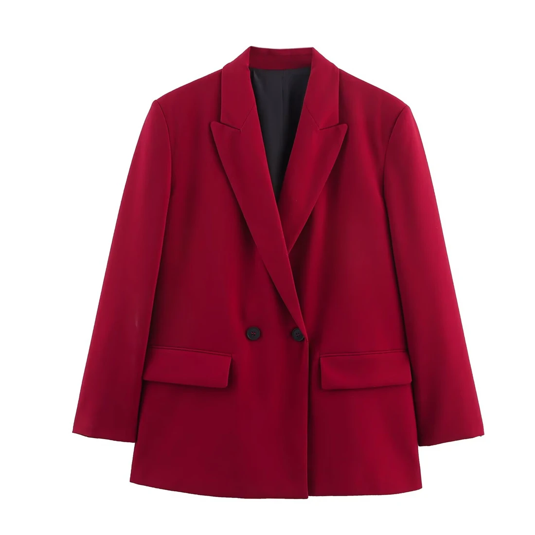 Nuovo blazer oversize da donna 2025, vestibilità comoda e rilassata, doppiopetto con passante per cintura, abbigliamento da lavoro alla moda a due bottoni