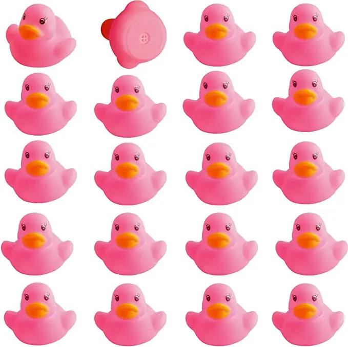 20PCS Rubber Duck Baby Bath Toys Pink Rubber Ducks Float Squeak Duckies Gift for Baby Toddler Infant Shower Swimming Pool Party