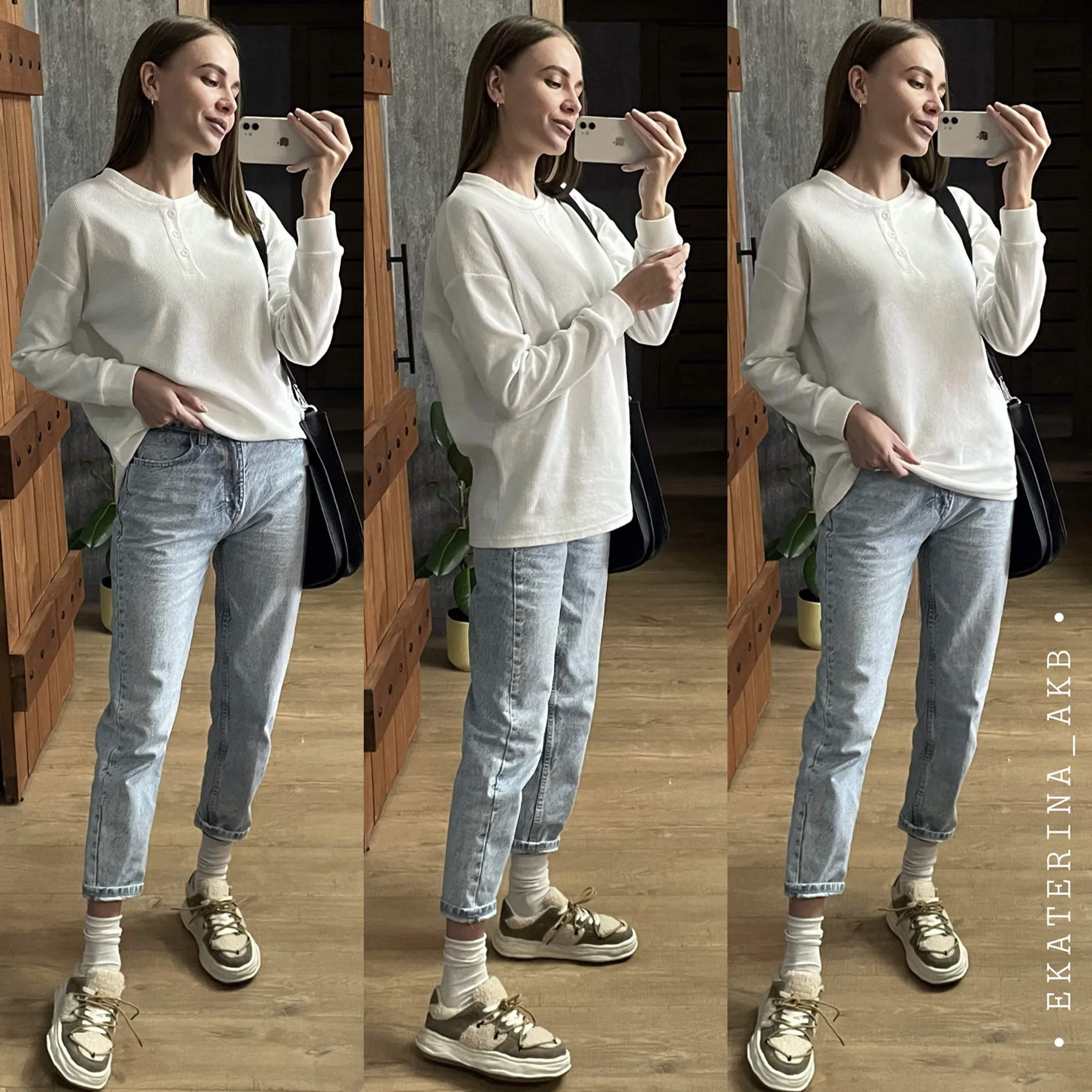 Waffle solid color long-sleeved T-shirt women\'s 2023 spring new Korean version loose round neck bottoming shirt top