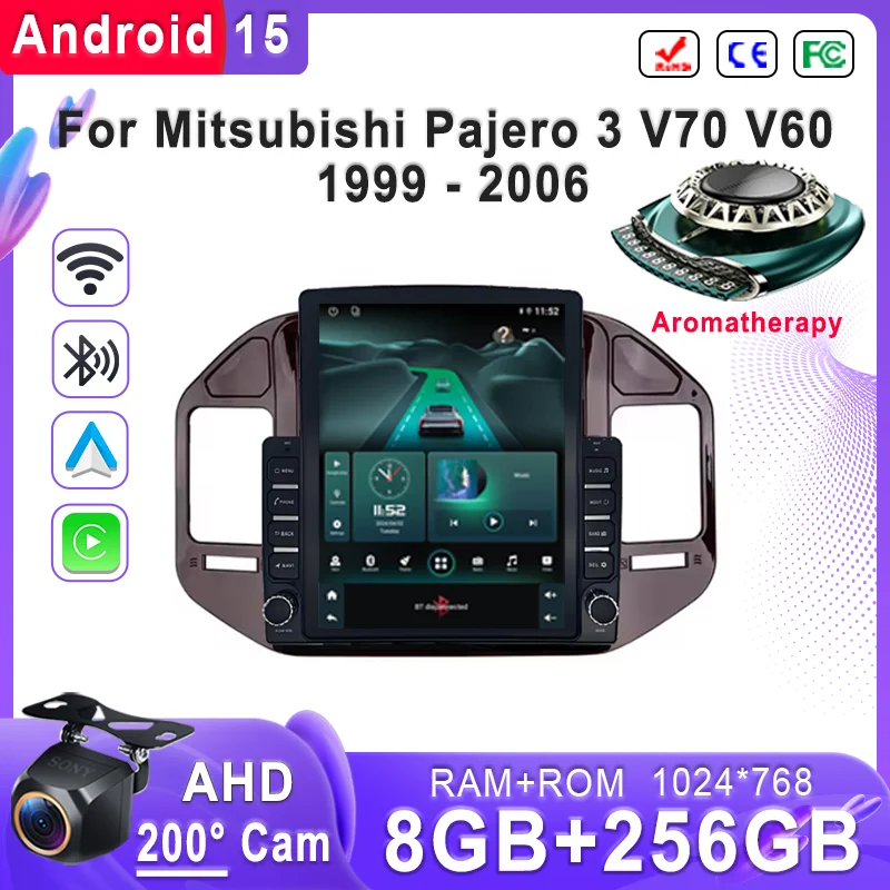 Android 15 Car For Mitsubishi Pajero 3 V70 V60 1999 - 2006 GPS Navigation High-performance CPU DVD Player Car Stereo Head Unit