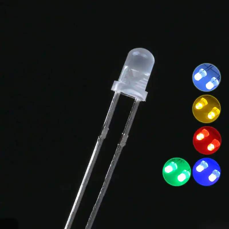 3MM 5MM Fog-like LED White, Red, Green, Blue, Yellow and White Light Emitting Diode (LED) Lamps High-brightness Light Bulbs