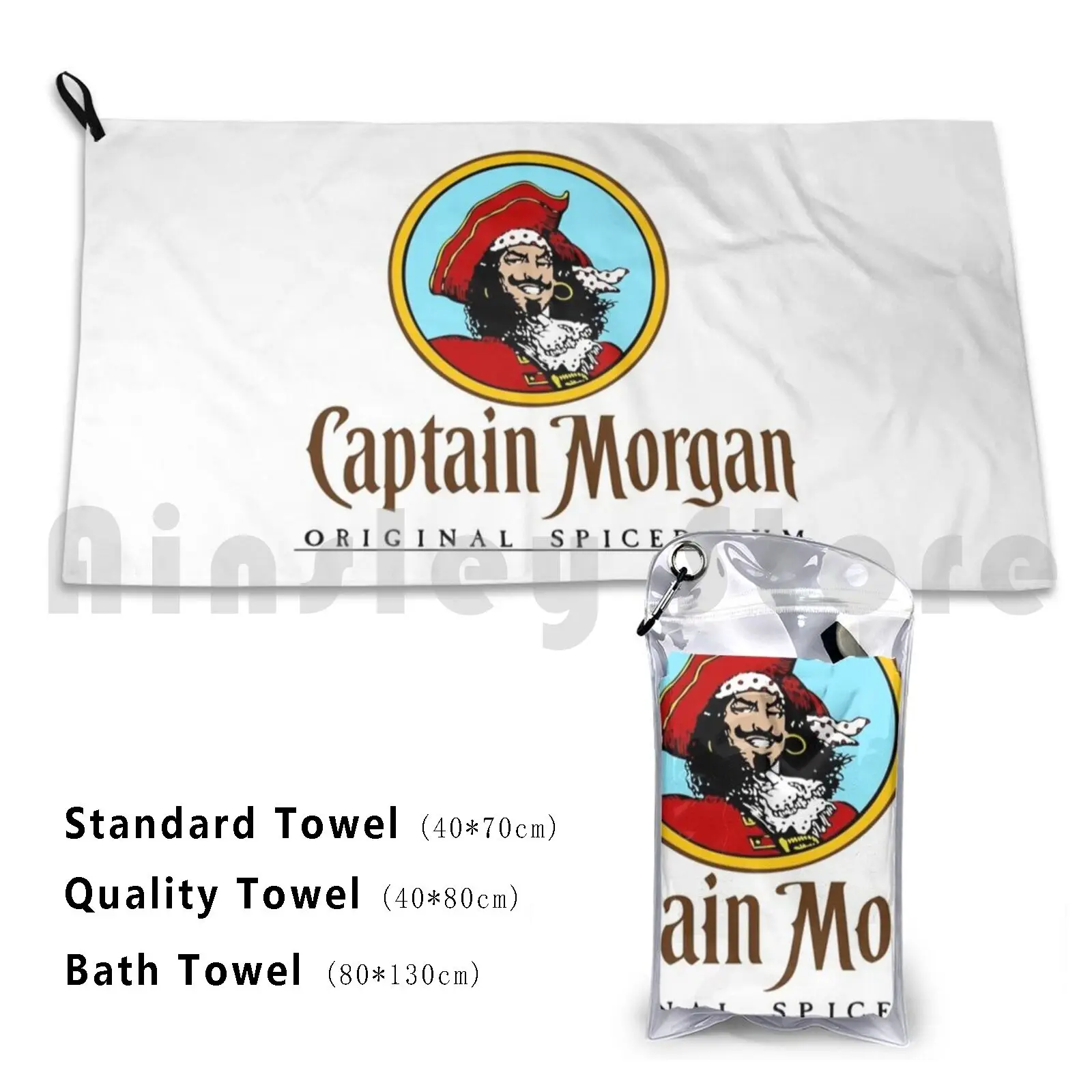 Captain Morgan Custom Towel Bath Towel Rum Pirate Captain Morgan Spiced Beverages Drinks Caribbean