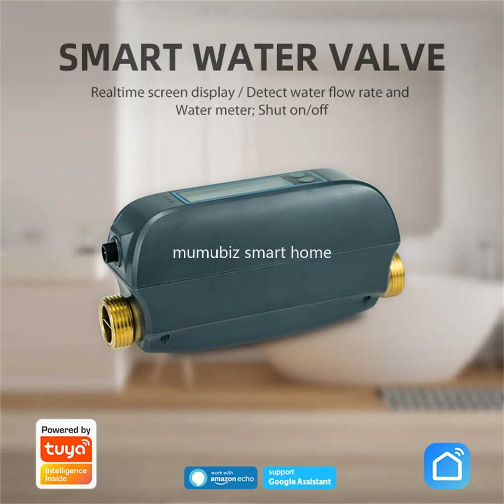 Tuya Smart IP66 Waterproof WiFi Water Valve DN20 0.75 Inch Vavle Realtime Screen Display Water Meter Water Flow Rate Detect