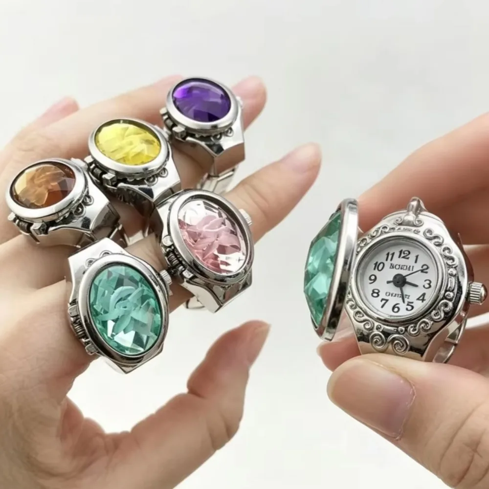 Women Vintage Ellipse Oval Quartz Ring Watch, Fashion Finger Clock Wrist Ring Jewelry, Birthday Party Gift