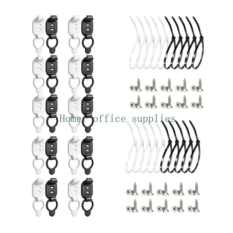 K43B Cable Routing Holders with Reusable Band Access, Adhesive Base and Indoor Cord Control for Desks, Wall Areas and TV Areas