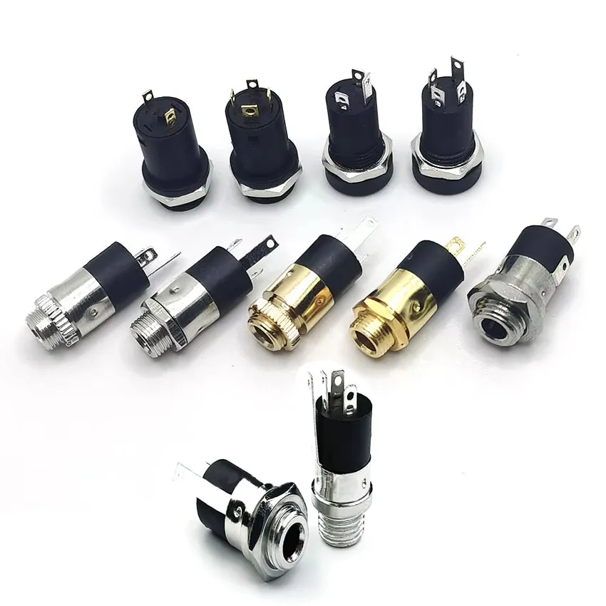 5PCS 3.5mm PJ Series Stereo Female Socket with Screw 3.5 Audio Headphone Jack 3P 4P Vertical Double Channel Connector 392 31640