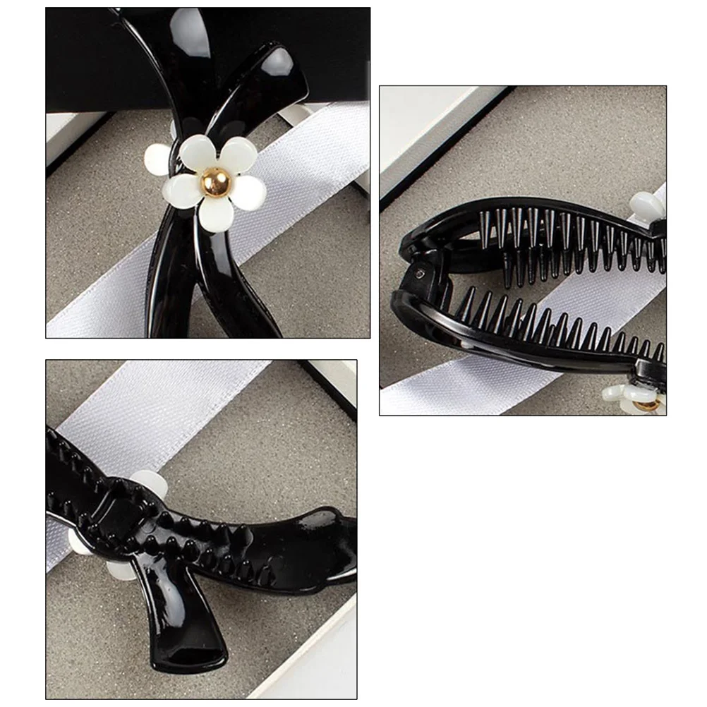 

2Pcs Elegant Banana Hair Clips Fashionable Flower Hairpins for Women Girls Stylish Ponytail Holders Fashion Hairpins