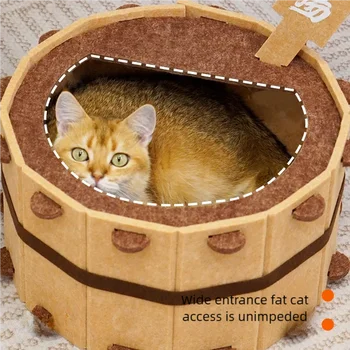 Semi-Enclosed Felt Cat Nest Bed 3