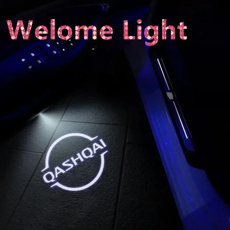 2PCS Wireless For Nissan Qashqai J10 J11 J12 Car Door LED Logo Decorative Lamps Laser Shadow Projector Courtesy Welcome Light