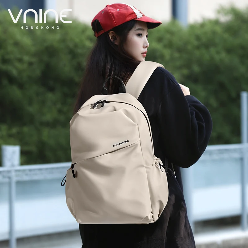 V.NINE Unisex Backpacks Waterproof Aesthetic Laptop Backpack Women 16 inch Nylon Men Back Pack Black for Work Travel Lightweight