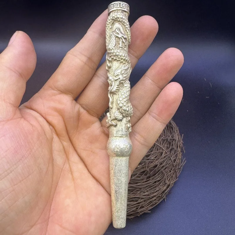 Antique Craft Zodiac Dragon Cigarette Holder, Collectible Handcrafted Smoking Accessory Present