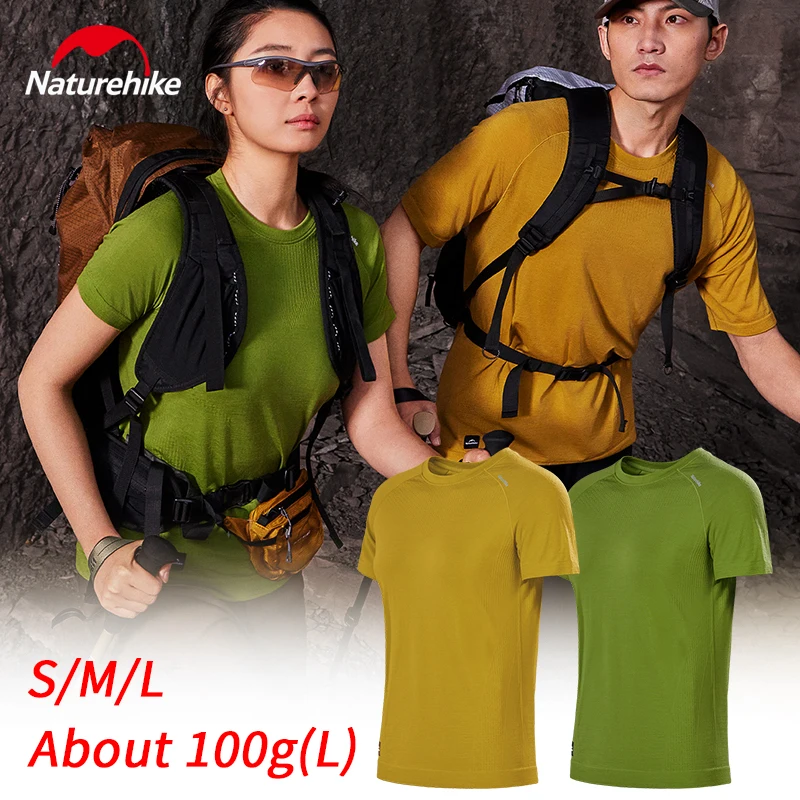 

Женская футболка Naturehike из мериносовой шерсти с коротким рукавом и круглым вырезом, антибактериальная, для походов и бега, весна-лето