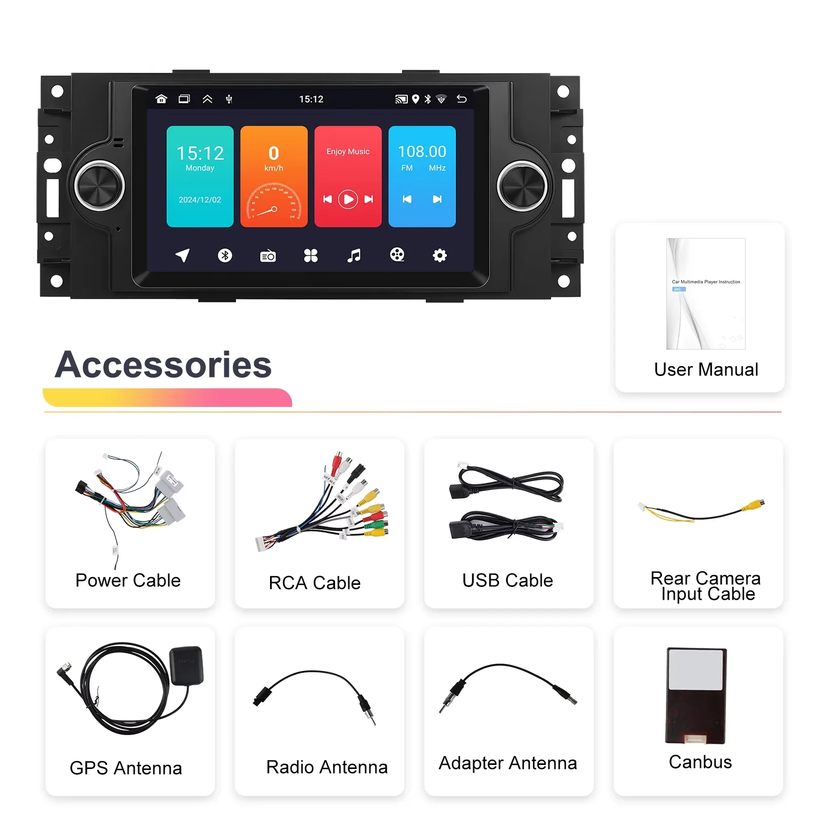 Podofo Car Android Radio 7inch For Jeep Cherokee Dodge Chrysler 300C Carplay Android auto Radio Bluetooth Navigation WIFI RDS
