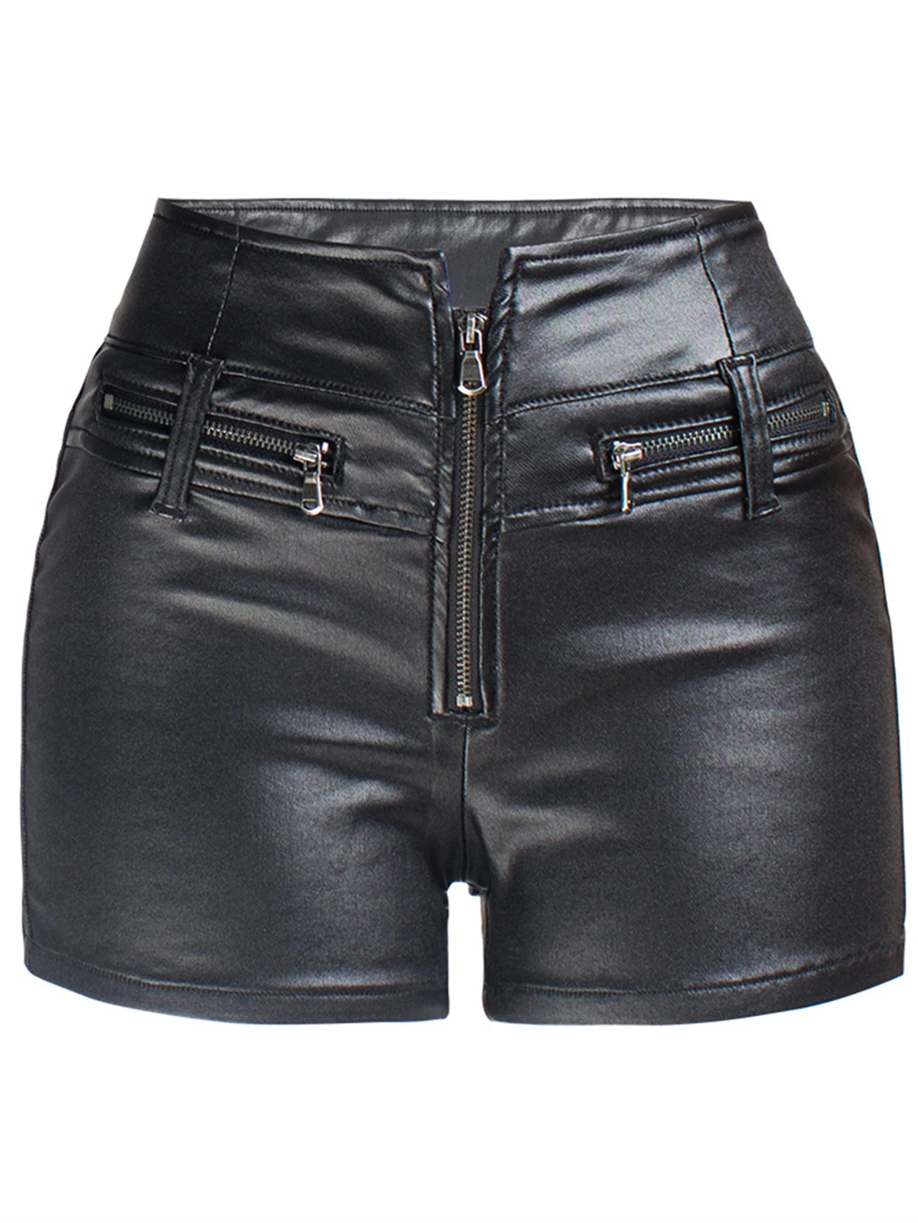 Sexy Black PU casual fashion summer shorts women clothing goth faux leather high waisted womens shorts y2k hot woman short pants