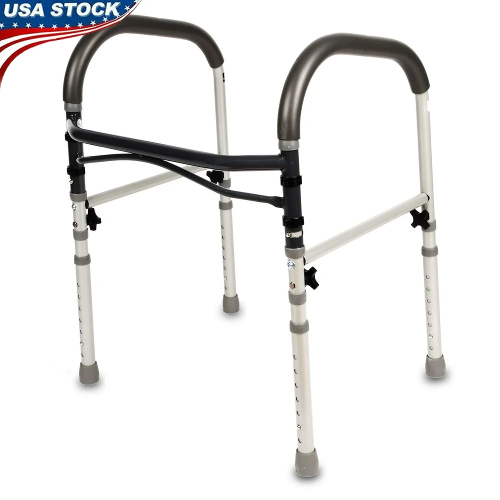 

Безопасные направляющие для ванной комнаты для пожилых людей, регулируемая высота 27-33 дюймов, грузоподъемность 350 фунтов, сборка без инструментов, многофункциональная опора для унитаза