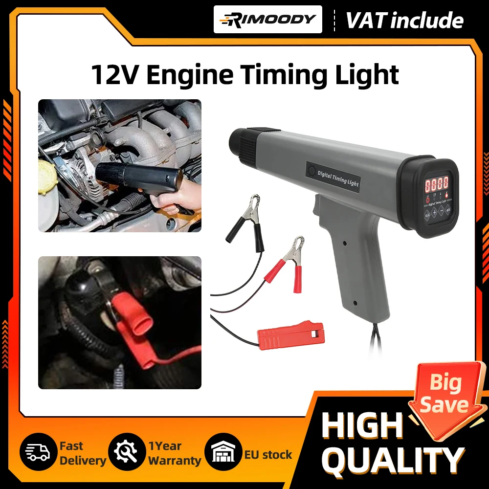 Podofo 12V Digital Avanzado Inductivo Linterna de Sincronización de Motor Probador de Encendido y Bobina de Encendido para Coche y Motocicleta