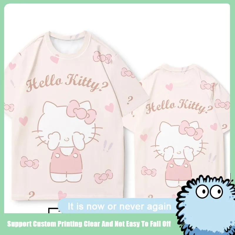 Hellokitty Co-branded Short Sleeve T-shirt Women's Trend Top Sanrio Hellokitty Printed Peripheral Children's Clothes