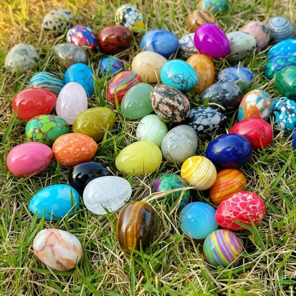 10 Pcs 20mm Crystal Easter Eggs Mini Natural Stone Egg Ornaments Collectible Egg Gems for Easter Decoration Easter Basket Stuffe