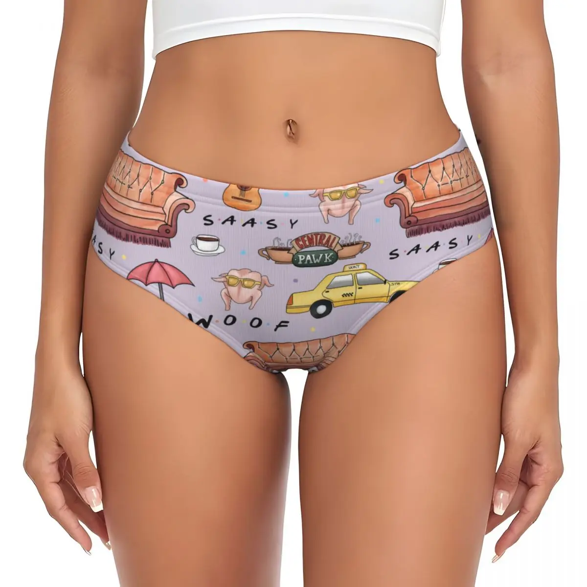 Custom Funny Friends Collage Brief Panties Womens Breathable Underwear