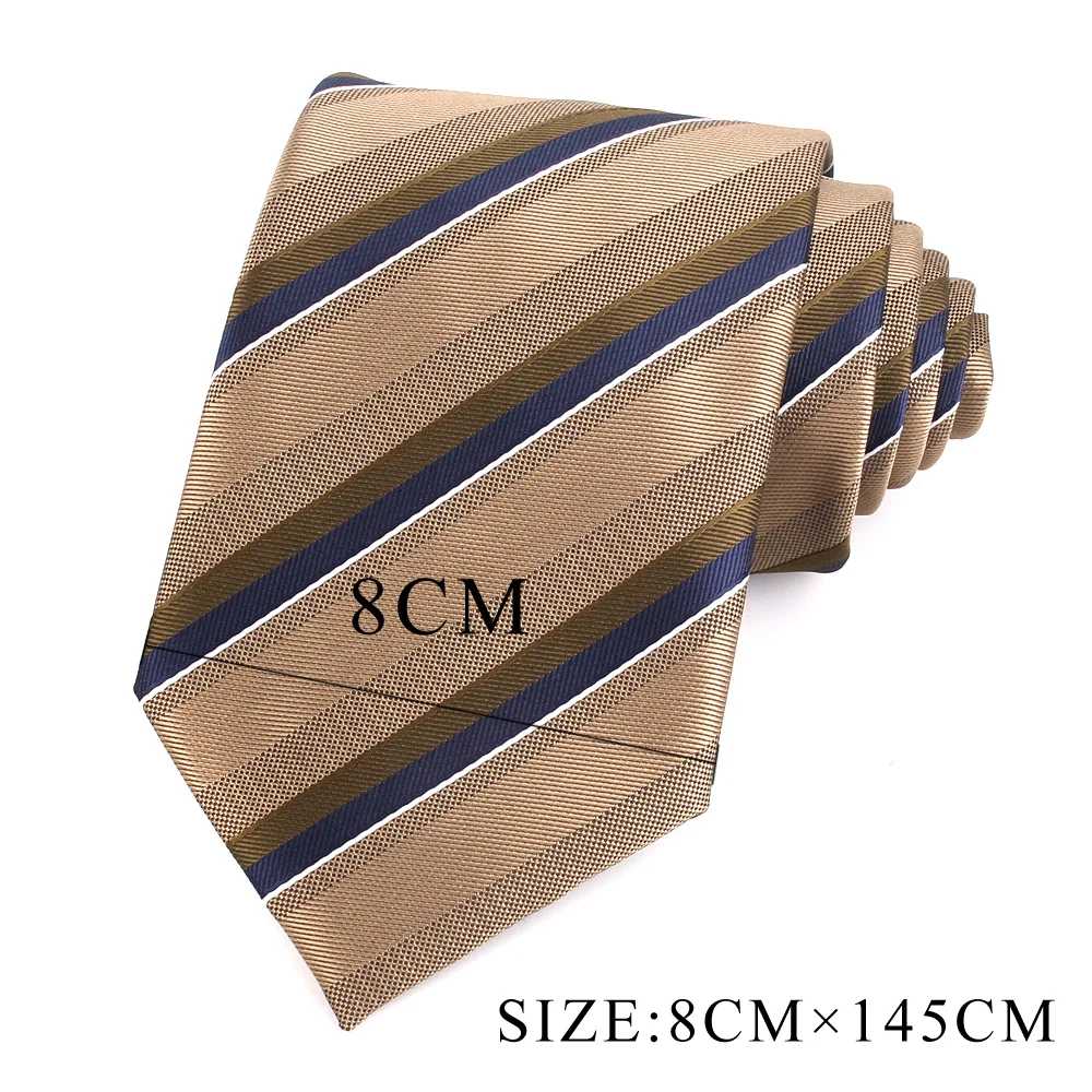 New Striped Ties  For Men Women Brown Neck Tie For Groom Classic Men\'s Tie Wedding Necktie For Groom Christmas Present Gravatas