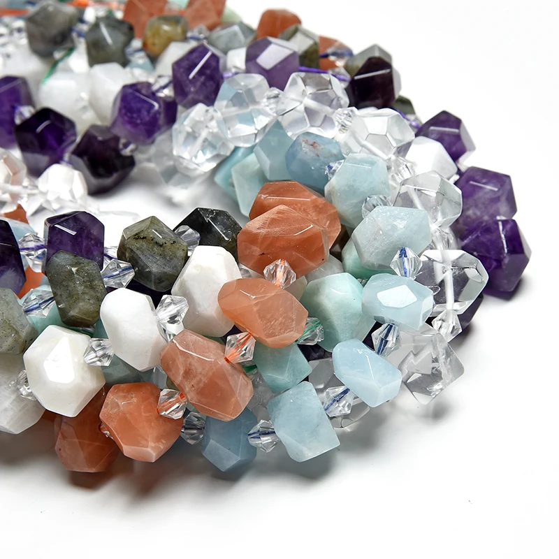 Mineral Aquamarine gemstone beads wholesale Amethyst lavande Orange Sun stoneshape Faceted  jewelry DIY Bracelet Necklace