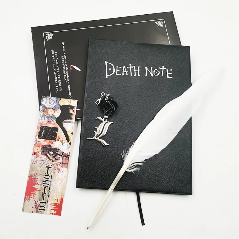 A5 B5 Anime Death Note Notebook Set Leather Journal Notepad Necklace Feather Pen Cospaly Props Children's Surprise Gifts