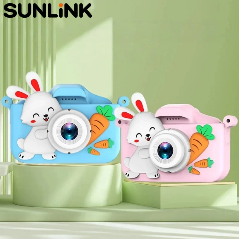 1pc 子供用カメラかわいいウサギニンジン録画と写真撮影 HD デュアルカメラミニおもちゃのカメラ誕生日ギフト音楽プレーヤー