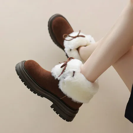 Women's Fashionable Boots with Suede Upper and Pure  Wool Lining Provide Excellent Warmth and Comfort. TPR Sole