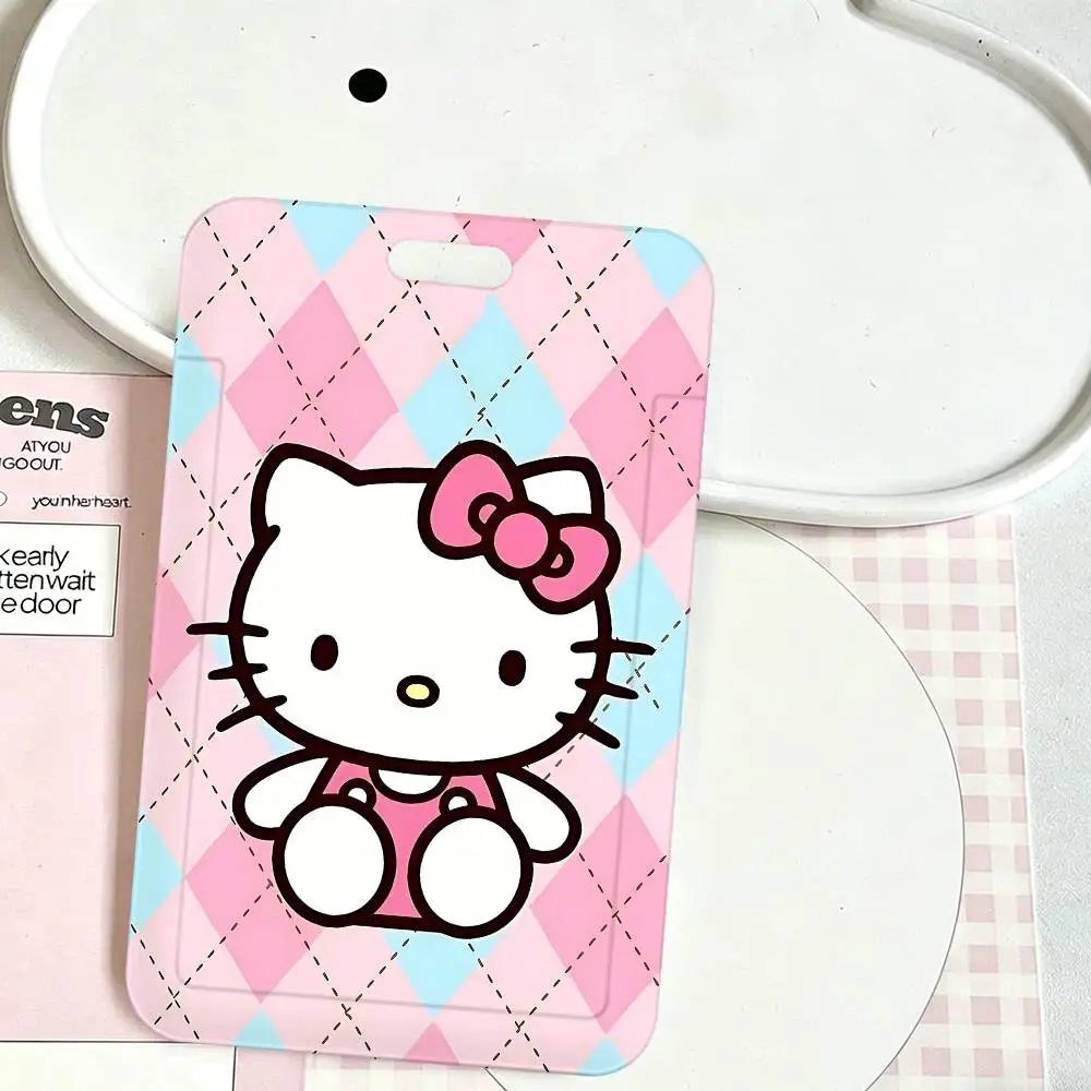 H-Hello Kitty Print Card Printed Tag Holder With Detachable Lanyard, Business Employee ID Card Holder view 5