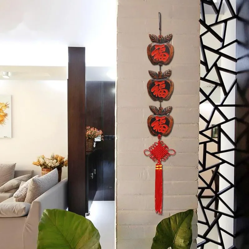   Creative Spring Festival Pendant Retro Wall Decoration for Living Room Lucky Character Wall Chinese Wind Door Hanging