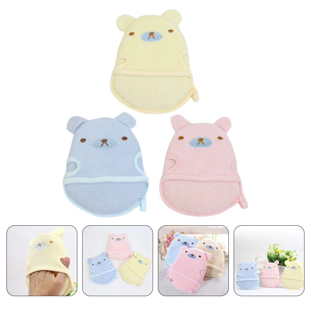 3 Pcs Foam Bath Wipe Body Wash for Kids Baby Mitts Shower Washcloths Towel Back Washer Gloves Products