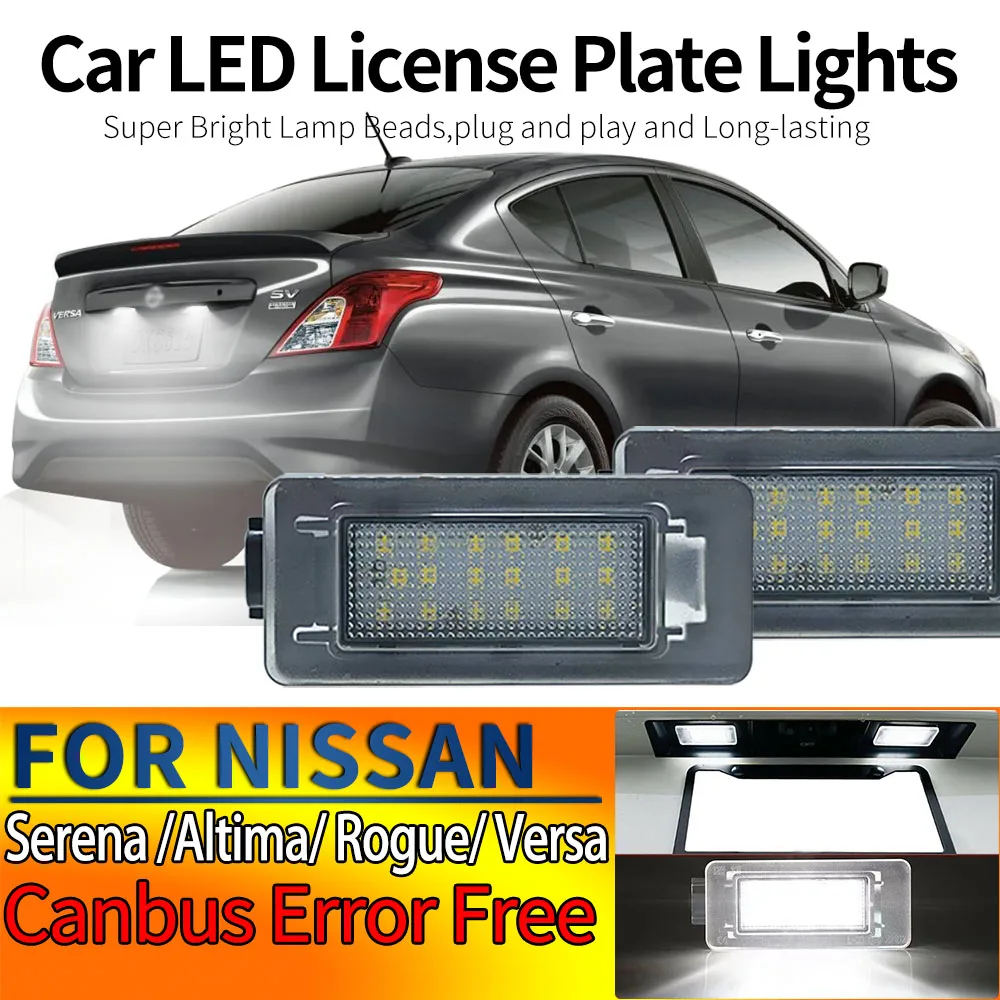 2 luces LED para matrícula de coche, para Nissan Altima Versa Sedan 2019-2021 Serena 2016- Rouge Qashqai X-Trail 2021-up Canbus