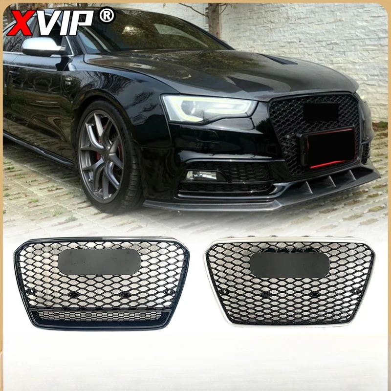 

XVIP Glossy Black RS5 Style Bumper Grille With Quattro Racing Grille For A5 S5 8T 13-16 Upper Grill Body Kits Exterior Part
