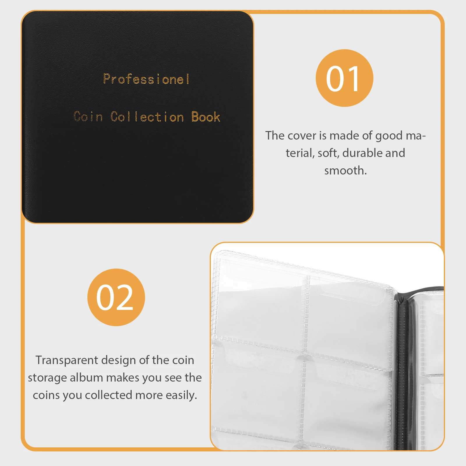

Pu Cover Storage Album Organizer Collectors English Version Protector Book Lightweight Portable Holder Coin Collection