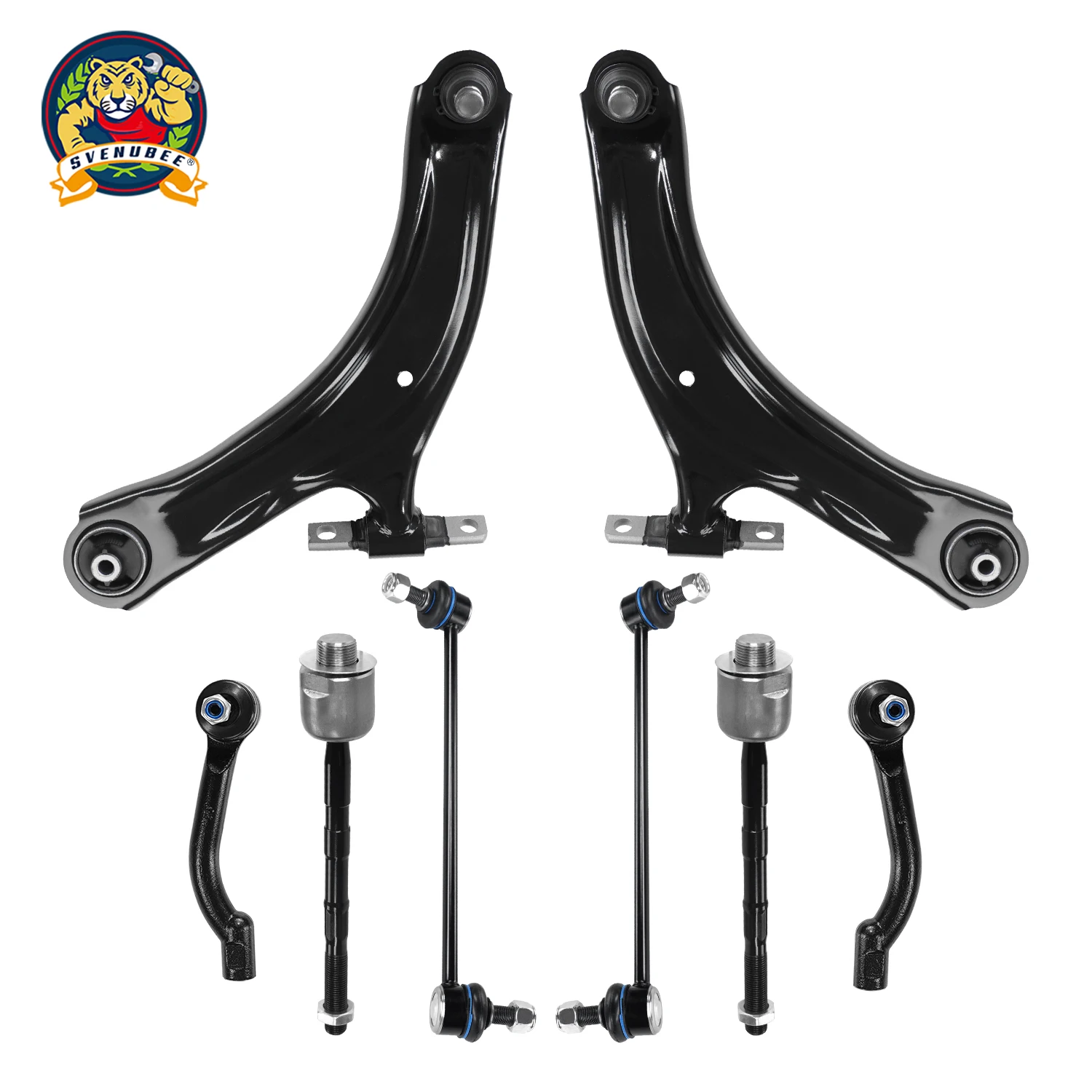 Svenubee 8Pcs Front Lower Control Arms Tie Rod End Assembly Kit for Nissan Rogue Select 2008 2009 2010 2011 2012 2013 2014 2015