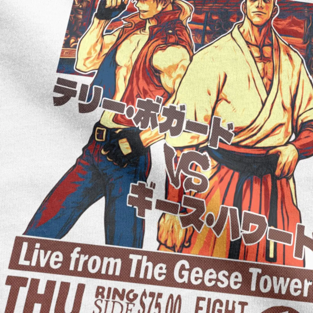 Garou Densetsu The King Of Fighters Vintage Pure Cotton Tees pixel retro game T Shirts Round Collar Clothes Birthday Present