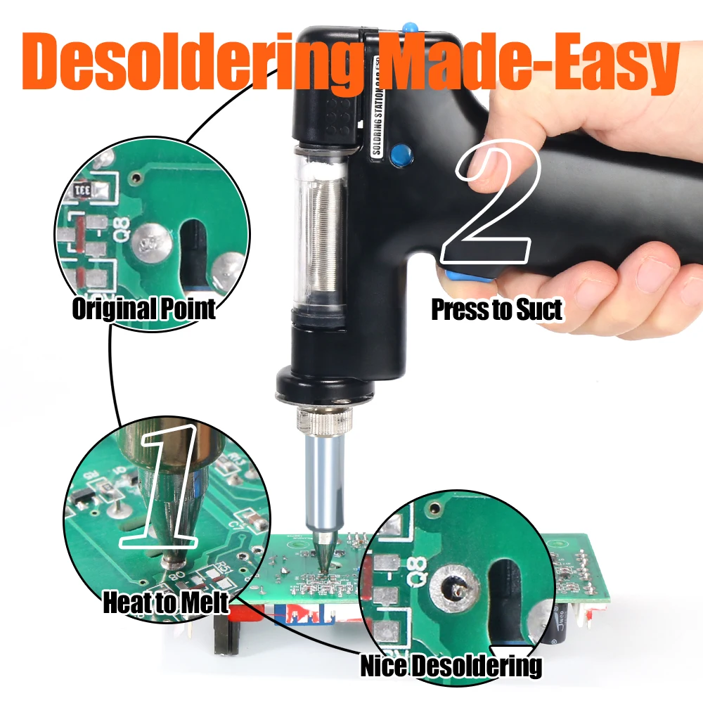 Silverflo 948 Desoldering Station 90W Suction Tin Gun Electric Vacuum Solder Sucker Gun For  IC Chips In-Line Pins Repair