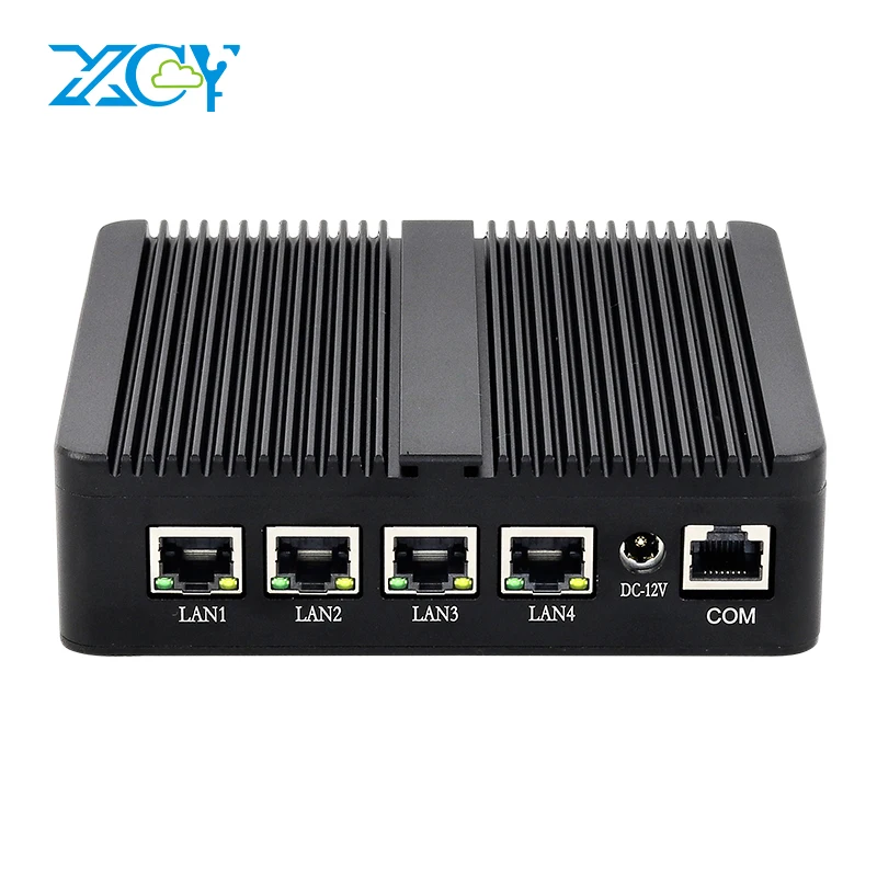 Xcy คอมพิวเตอร์ขนาดเล็กไร้พัดลม Intel Celeron J4125 Quad-Cores 4X LAN 2.5G Intel Ethernet i225V สนับสนุน Windows Linux pfsense