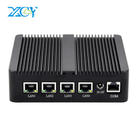 XCY Fanless Mini PC Intel Celeron J4125 Quad-Cores 4x LAN 2.5G intel Ethernet i225V Support Windows Linux Pfsense