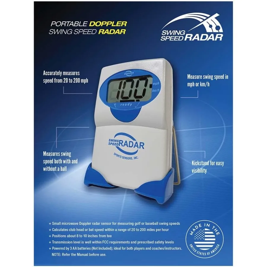 

Golf Training Tool - Accurate Club Speed Measurement 20-200 MPH - Portable Doppler Radar for Distance and Consistency Training