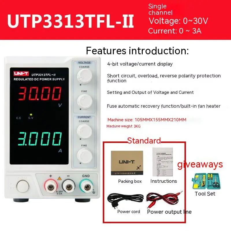 UNI-T Switching DC Laboratory Power Supply Adjustable LED Digital Lab Bench Power Source 30V 10A AC 220V 110V DIY