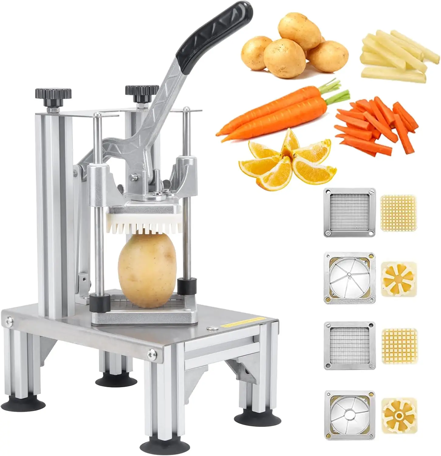 

Commercial French Fries Cutter 1/4" 3/8" 6 Wedges Stainless Steel Potato Slicer for Restaurant Home