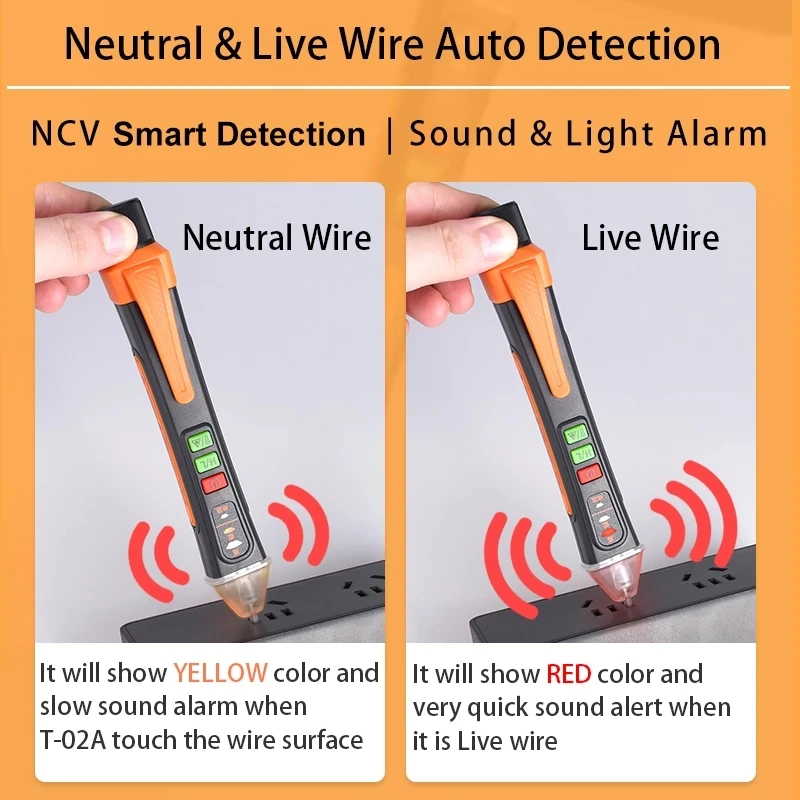 T02A Voltage Detector Smart Non-Contact Voltage Tester Pen Meter 12-1000V Current Electric Sensor Test Pencil Voltage Indicator