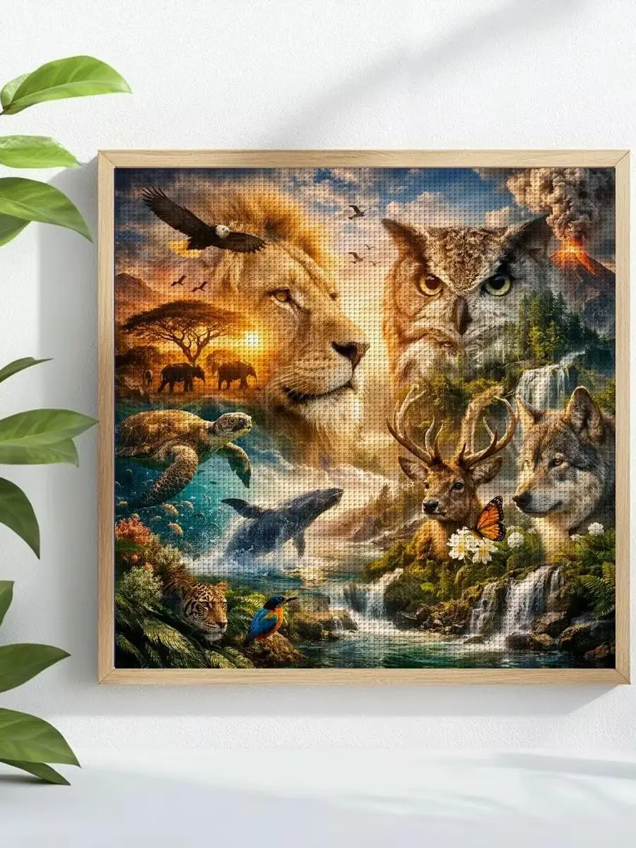 1 Stück 30x30 cm/11,8 Zoll Tierwelt Gestempeltes Kreuzstich-Set DIY-Kit 11/14/16CT DIY-Stickset DIY-Kreuzstich-Set – Detail 1