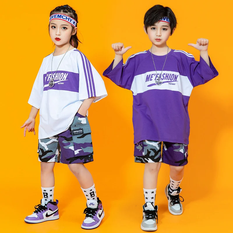 Children's Hip-hop Trendy Clothes, Boys' Summer Camouflage Shorts, Children's Hip-hop Suit, Girls' Jazz Dance Performance