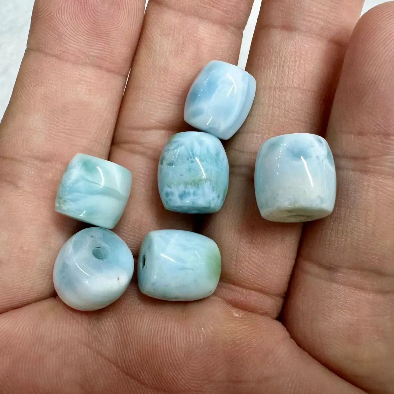 Natural Genuine Dominican Larimar/ Copper Pectolite Nugget Free Form Fillet Irregular Pebble Beads Fit Jewelry 1 piece