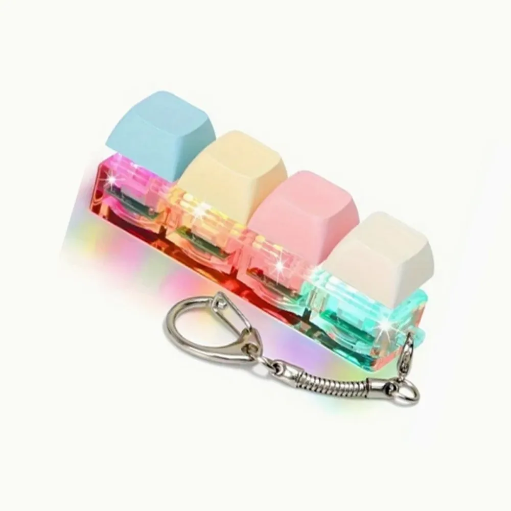 

New DIY Keyboard Fidget Keychain Keycap Relief Stress Finger Keyboard Cap Pass The Time 2/4/9 Keys Clicker Toy Adult