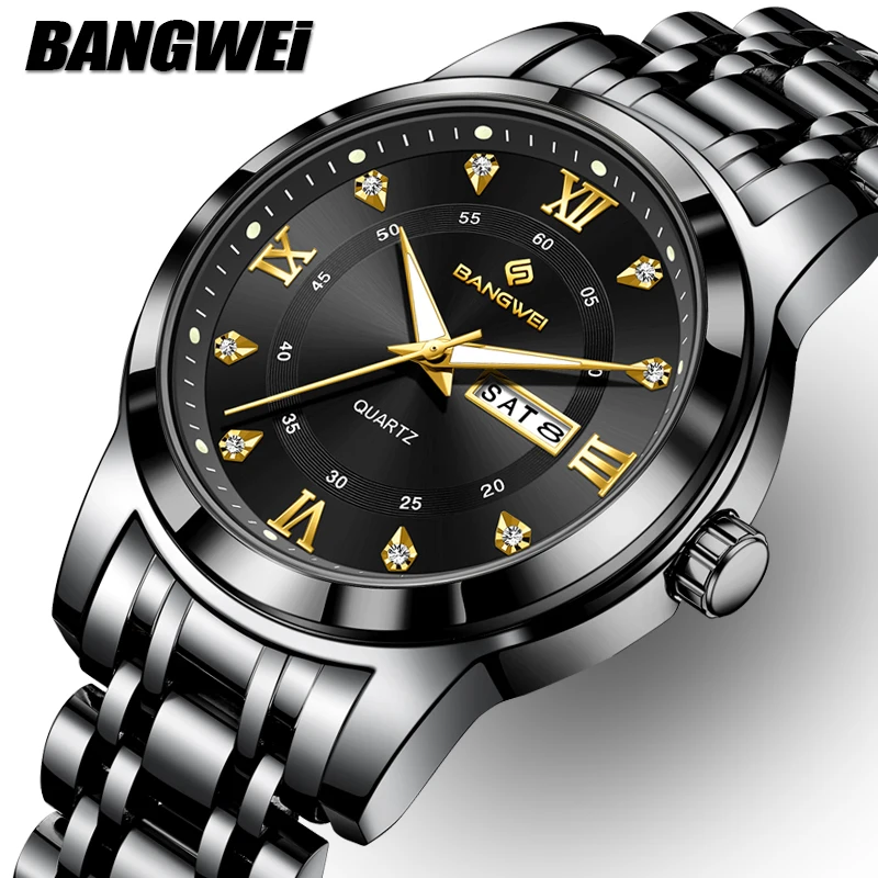 

BANGWEI 2026 новые модные мужские часы LIGE Роскошные кварцевые наручные часы 30 м водонепроницаемые светящиеся стальные мужские часы подарки Reloj Hombre