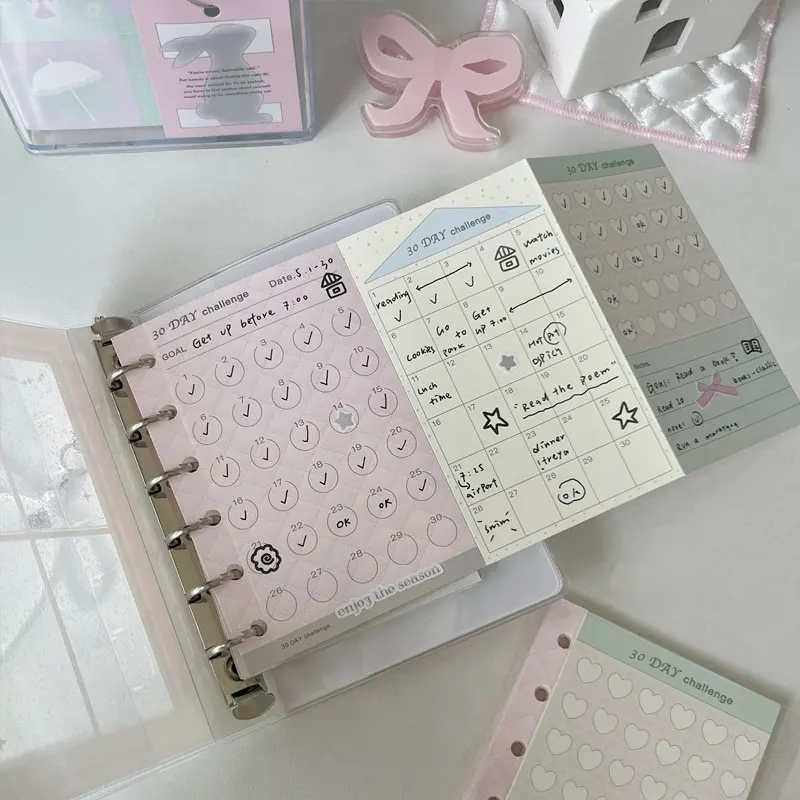 10Sheets M5 5Hole A7 6Hole Loose Leaf Inner Page Mini Ledger Replacement Core Weekly Monthly Plan Inside Paper Stationery