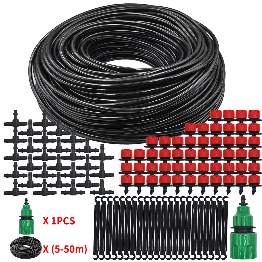 5-50m DIY 4/7mm pcv ogrodowy wąż ogrodowy do podlewania mikronawadnianie zestaw do nawadniania rur kroplowych z regulowanym punktak pneumatyczny